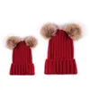 Gorros -gorros/crânio tampa mioim inverno chapé de mombaby bola de peles faux tap bebê meninas meninas quentes pom chapéu de chapéu gentil feminino bron -knit skullies