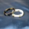 High quality luxury jewelry and White Ceramic Black Steel Stone Couple Ring Planet Fried Dough Twists Naked Gifts to Girlfriend