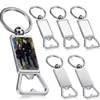 Sublimation Blank Beer Bottle Opener Keychain Metal Heat Transfer Corkscrew Key Ring Household Kitchen Tool