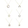 Pendant Necklaces Daihe Luxury Pentagram 18K Gold Women Necklace Colorful Crystal Adjustable Zircon Copper Chain For Gift