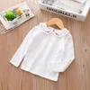 Tshirts Spring Autumn Baby oddler School Girls Shirt ops Kids Shirts Embroidered Long Sleeve White Blouse ees 230303