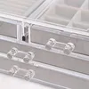 Smyckespåsar förpackning 4 lådor Tray Travel Display Case Proterable Stand Clear Organizer Lagringshållare Rings halsband Akrylbox