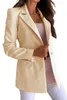 Damespakken Single Button Design Pockets Decor Turn Down kraag Elegante vrouwen Solid kleur op maat gemaakte jas lange mouwen voorjaar herfst top