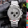 Relógios Diamond Men Mechanics Automático Relógios de aço relógio de aço Dial de números árabe Classic gelo azul relógios de pulso Montre