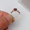 Ringos de cluster Xinyipeng Real 18k Rose Gold com diamantes anel de granada natural jóias finas de casamento para mulheres