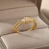 Zircon Cross Wrapings pour les femmes en acier inoxydable Ring à doigt réglable Femme Mariage esthétique Bijoux de la Saint-Valentin Anillos