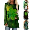 Women's Blouses Leaf Print St. Patrick's Day Top Lange mouwen Y2K Streetwear Tops Women Harajuku en Mujer T -shirt