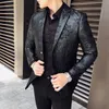 Мужские костюмы Blazers Luxury Mens Fashion Men Men Wedding Party Black Floral Print Design Plus Plus Size 5xl Casual Slim Fit костюм Jacke