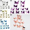 Décoration de la maison papillon Stickers muraux 12 pièces/ensemble bricolage miroir Surface 3D papillon mariage salon décor papillon autocollants TH0773