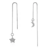 Kolczyki Dangle 925 Silver Pave CZ Moon Star Long Chain Threader dla kobiet dziewczynki