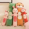 55cm/70cm Animal Soft Strip Sleeping Cylindrical Frog Monkey Pillow Doll Creative Lazy Plush Toy Child Comfortable Pillow Doll Gift