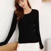 Kvinnors T-skjortor Modal Women's Black Long-Sleeved T-shirt Runda nacke Autumn Clothes Woman Tshirts Tops Mujer Camisetas