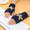 10Pair Winter Warm Women Boys & Girl's Students Gloves,Fashion Wild Wool Knitted 5 Star Fingerless Half Finger Gloves Children Gloves