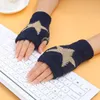 10 paires de gants d'étudiants chauds d'hiver pour femmes, garçons et filles, gants en laine sauvage tricotés 5 étoiles sans doigts, gants pour enfants