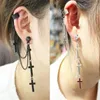 Orecchini posteriori Punk gotico Orecchini a polsino Croce Ciondola Donna Hip Hop Rock Clip su gioielli Piercing Stud 1 pz