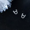 Stud Earrings 925 Solid Real Sterling Silver Elk CZ Earring For Winter Women Girl Christmas Present