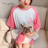 犬のアパレルペット親子衣装丸頸部短袖のスウェットシャツプリントTシャツ夏服のストリートウェア