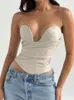 Kvinnors tankar Townlike Pu Leather Sexy Crop Top Women Summer Tops Axless Zipper Wrap Corset Tank Streetwear Croped 2023