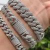 White Gold plaqué S925 Miami 8 mm Moissanite Diamond Iced Out Mens Bracelet Cuban Link Bracelet Prix en Chine