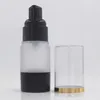 Bottiglie di stoccaggio 10 pezzi Bottiglia con pompa airless Contenitore cosmetico Dispenser con testina nera Vuoto in plastica vuota Finitura in lamina d'oro 15 ml 30 ml 50 ml