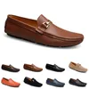 Hommes Femmes Chaussures Casual Cuir Semelle Souple Noir Blanc Rouge Orange Bleu Marron Baskets Confortables 040