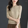 Frauen Blusen Mode Oansatz Einfarbig Gestrickte Alle-spiel Bluse frauen Kleidung 2023 Frühling Casual Pullover Tops Lose koreanische