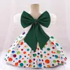 فتاة الفتاة esttoddler baby Girls Green Birthday Princess Kids Short Sleeve Clother Satin Print Flower Dress