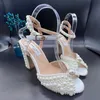 A plataforma perfeita Sandálias salto alto Sacora design de marca pérola casamento moda elegante sapatos femininos