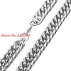 Kedjor 7-40 "16mm tung silverfärg Polerad rostfritt stål Mens Curb Cuban Chain Necklace Brand Trendy Jewelrychains