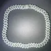 Prêt à expédier le collier de chaîne cubaine Hip Hop S925 Collier en argent 13 mm 2 rangées Collier de diamant Moisanite Collier Cuban Link