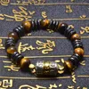 Strand Tibet Buda Dua Tekerleği Hematit Tiger Göz Boncuklar Bilezik Erkek Kadın Kadın Unisex Bangle İyi Şans İyileştirme 10mm