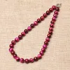 Kedjor Storlek för 10 mm mörkrosa slät rose tigerögon Stone Making DIY Chain Necklace 18 tum Women's Day Gifts H420