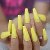 False Nails 24pcs Orange Coffin Nail Extra Long Full Cover Sculpted Ballerina Acrylic Fake Fingernail Tips Manicure Charms