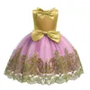 Girl Dresses Selling Princess Dress For Toddler Girls 1- 5 Years Patchwork Bow Puffy Ball Gowns Backless Flower Embroidery