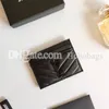 Najwyższej jakości designerskie etui na karty torebka moda damska męska luksusowe torebki skóra kawiorowa z pudełkiem Y dwustronne karty kredytowe monety Mini portfele