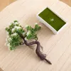 Decorative Flowers Artificial Plant Green Small Pine Cypress Bonsai Tree Home Living Room Plastic Decoration Garden Fake Ornamental