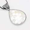 Pendant Necklaces Natural Shell Alloy Drop-shaped Mosaic Pattern Necklace Charm Jewelry Men And Women Couples Party Wear Wholesale 1PC