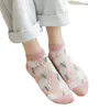 Chaussettes japonaises Style Pastoral pour femmes, rétro, basses, broderie florale, vitalité, bateau rose, printemps et été