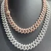 Prêt à expédier le collier de chaîne cubaine Hip Hop S925 Collier en argent 13 mm 2 rangées Collier de diamant Moisanite Collier Cuban Link