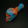 Multifonctionnel Coloré Silicone Crâne Style Pipes Herbe Tabac Huile Rigs Stockage Cachette Verre Trou Filtre Bol Fumer Cigarette Paille Cuillère Titulaire DHL