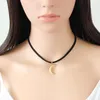 Choker punk vintage zwart fluwelen eenvoudige zilveren kleur maan hanger ketting gotische nek sieraden voor dames kraag collier