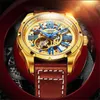 Armbanduhren Loreo 8204 Luxus Männer Automatische mechanische Armbanduhr Wasserdichte Edelstahluhr Goldene Herrenuhr Vintage Reloj