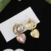 70% de réduction 2023 nouveau luxe de haute qualité bijoux de mode pour Double couleur strass coeur laiton argent aiguille boucles d'oreilles femme