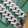 Auf Lager 925 Silber Halskette 12mm breit zweireihig Moissanit Diamant kubanische Hip Hop Gliederkette für Herren