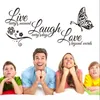 Duvar çıkartmaları Canlı Laugh Love Love Butterfly çiçek sanat çıkartması Modern Çıkartmalar Tırnaklar Vinils Ev Dekoru Oturma Odası