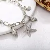 Anklets Fashion Boheemian Summer Beach Anklet Ancient Silver Ocean Starfish Conch Pendant Creative Retro Simple Woman