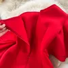 Robes décontractées Vestidos De Mujer Élégant Sans Bretelles Col Diagonal Irrégulier Off-épaule Robe Femme Volants Split Slim Robes De Soirée 2023