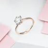 VERYINS Classique Six Prong Solide Or Rose 14k 2ct 8mm D Couleur Moissanite Solitaire Bague de Fiançailles Pour Femmes Bijoux De Mariée