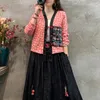 Camicette da donna 2023 cardigan femminile jacquard ricamo a fiore di fiori molla giacca di lino in cotone in cotone camicia vintage busas