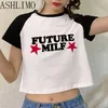 T-shirts femme lettre imprimée été coréen graphique femmes T-Shirt haut esthétique t-shirts Vouge pour les femmes col rond manches courtes